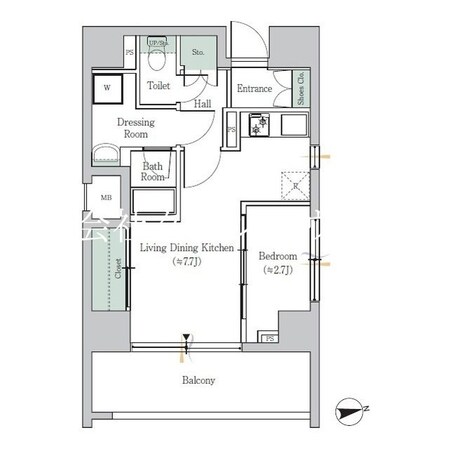 ＯＮＥ ＲＯＯＦ ＦＬＡＴ ＴＯＧＯＳＨＩの物件間取画像